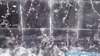 Squirting bigtit ebony babe drinking cum