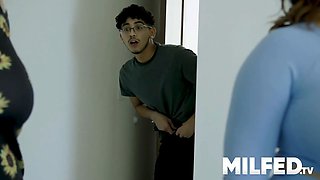 Busty cougar Natasha Nice caught her milf's best friend hardcore her sonnie