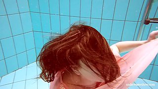 Russian bombshell Deniska flaunts her flawless body by the pool