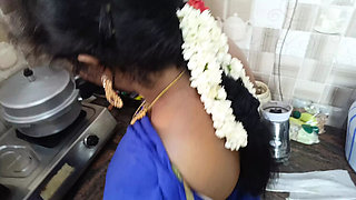 Indian Housewife Cheats with Maid in Kitchen Threesome - Desi Aunty Fingering & Moaning