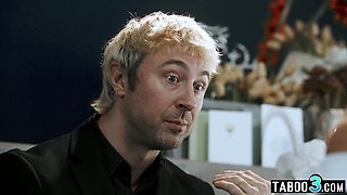 MILF anal fucked during her boss funeral