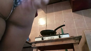 Chubby Milf in Panties in the Kitchen