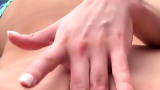 Sexy blonde girl play with pussy