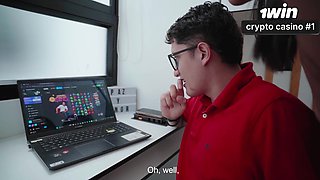 Divorcee COUGAR screws virgin geek to help her invest online! Schlong Stud and Kylei Ellish