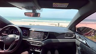 I Made My Boyfriend Stop The Car In Front Of The Beach To Take A Nice Cumshot