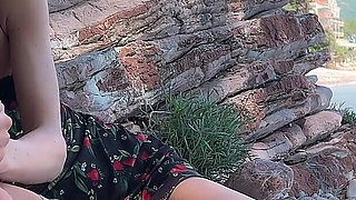 Risky Outdoor Dick Flashing on the Beach - I Took His Dick in My Hand and Helped Him Cum