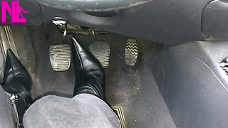 Pedal Pumping and Unzipping My Black Leather High Heeled Boots