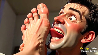 Submissive Foot Slave Licking Big Feet