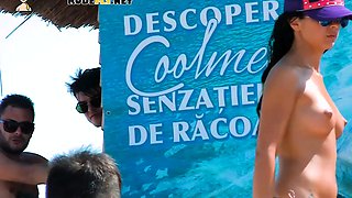 Hot fresh faced teen plays at the beach nude