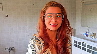 Homemade Amateur Sex: Redhead Co-worker Fuck in Wife's Bed - Blowjob, Doggystyle & Cum in Mouth