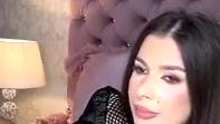 Brunette seductress working her big boobs and hot ass