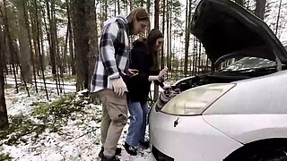 roadside assistance rewarded with car fucking