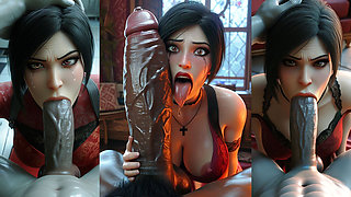 Horny Ada Wong Giving Blowjob on Big Thick Cock - Ai Hentai