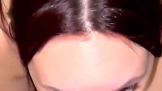 Gagged on daddy's cum, slobbery blowjob and handjob from a cute slut
