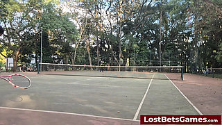 Rafaela and Igor Are Taking Their Strip Tennis Match Outside