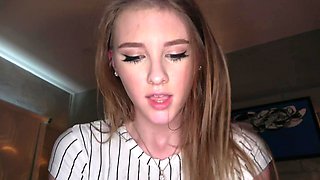 Beautiful long-haired girl Tyler Ford gives a great blowjob and fuck in pov