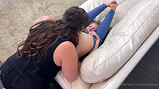 Two luxury brunett lesbians testing toy