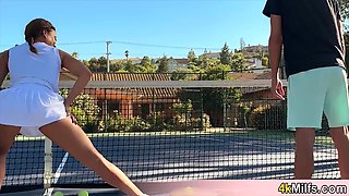 Cassie the tennis instructor having fun