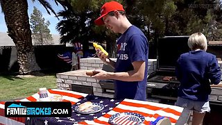 Stepdaughter Penelope Kay's 4th of July BBQ: Family Fun Turns into Hardcore Blowjob & Doggy Style Party