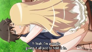 Hot hentai with a horny blonde fucking with her boyfriend in a park