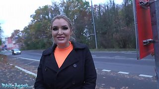 Public Agent Alexxa Vice Fucks in Tight Leather Pants with Big Fake Tits
