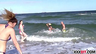 Spring break friends sharing a knob