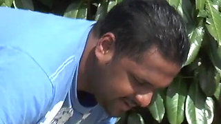 Threesome with anal by the pool