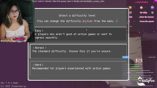 Sexy Cute Streamer Gamer Girl Plays Femdom Game Lost in Succubi and Masturbates