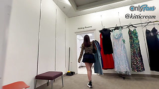Teen wears a miniskirt in public to flash the whole mall