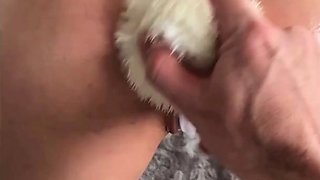 Hot brunette big boobs toying pink pussy