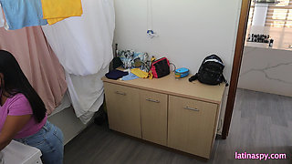 Huge natural breast at the laundry room part 2