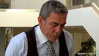 Dominant big-tit blonde MILF Mellanie Monroe fucks her employee