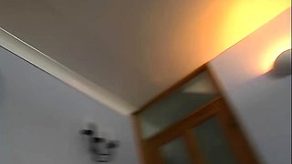 A super sexy blonde with big boobs and masturbating with a v