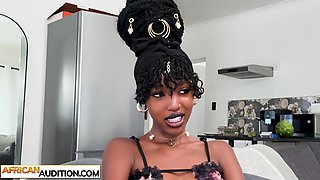 Petite ebony teen from Africa stars on her first time casting