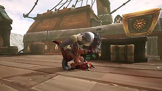 A day at the Harbor with redhead elf and werewolf : Warcraft parody