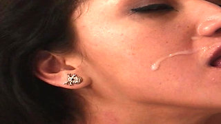 Tattooed teen screams while a bald dude spanks her ass and pounds her pussy