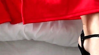 Strappy Stilettos and a Red High Slit Dress