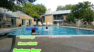 BBW Nurse Vicki Play Time in the Pool with Handsome Harry