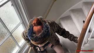 Red XXX in her fur coat and no panties