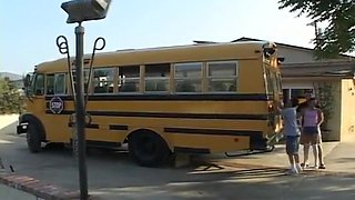 Ashley Blue Works Two Weiners On The School Bus