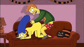 Halloween MILF Cartoon Blowjob - Marge Simpson Cheating Parody