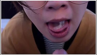 The Glasses Girls Do A Handjob And Blowjob Using Both Hands And Gokkun Plenty Of Sperm!