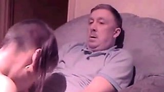 Old Guy Receives Blowjob From Young Skinhead Girl On Webcam