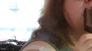 BBW nurse Vicki enjoys eatting a chocolate vanilla ice cream popsiscle