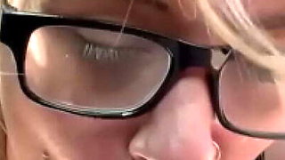 Real Hooker With Glasses Kneels in Public for Old Man's Cum Load - Amateur Blowjob & Cum in Mouth