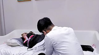 Bound Asian Teen Gets Cleaning Lesson in Stockings