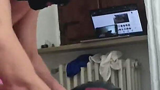 Laura wearing stockings and high heels is bound on the bed, her mouth and pussy fucked