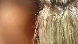 Flexible Blonde with Big Tits Licks Her Own Pussy