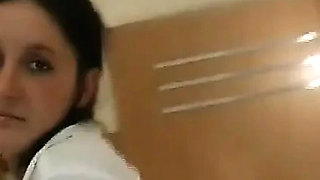 Full German Movie - Brunette Teen Fucked Diligently Behind Doors
