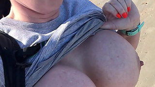 Tits, Hairy Pussy and Ass Out on the Beach!!